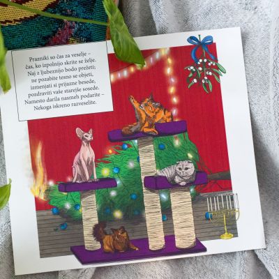 Cozy Cat Christmas ART Print